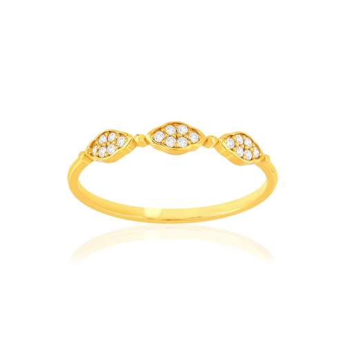 Geel 375 gouden ring met witte zirkonia's