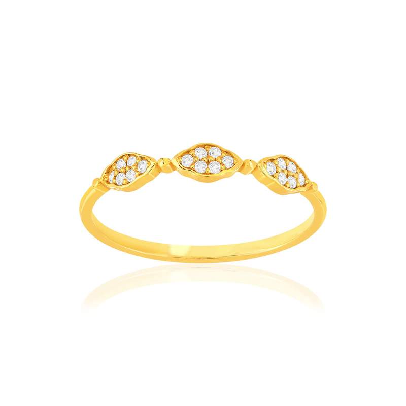 Bague or 375 jaune zirconias blancs - vue 1