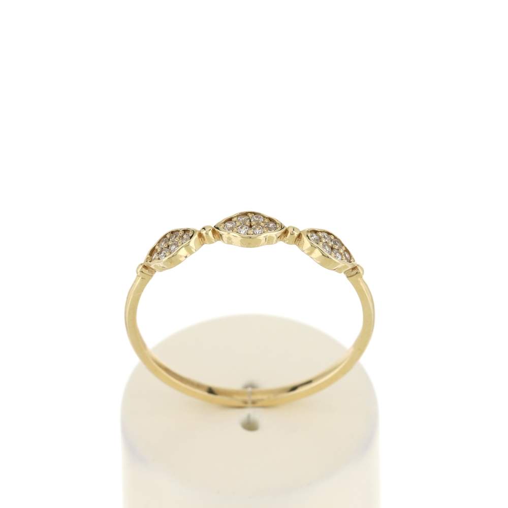Bague or 375 jaune zirconias blancs - vue 1