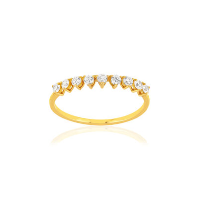 Bague demi tour or 375 jaune zirconias blancs