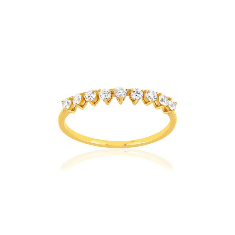 Bague demi tour or 375 jaune zirconias blancs - vue 1