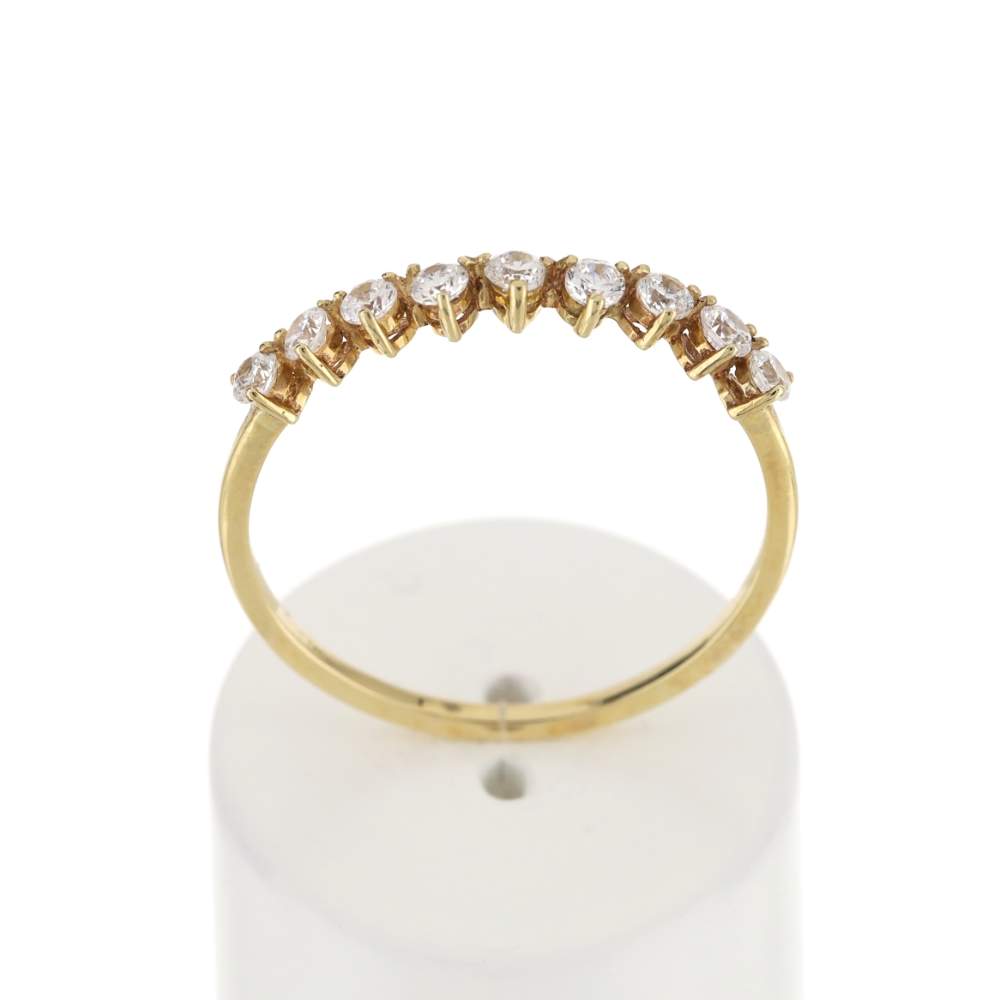 Bague demi tour or 375 jaune zirconias blancs - vue 1