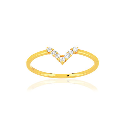 Bague or 375 jaune zirconias blancs - vue 1
