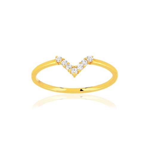 Bague or 375 jaune zirconias blancs