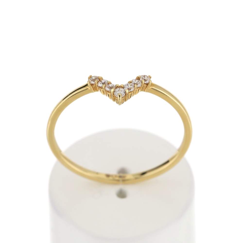 Bague or 375 jaune zirconias blancs - vue 1