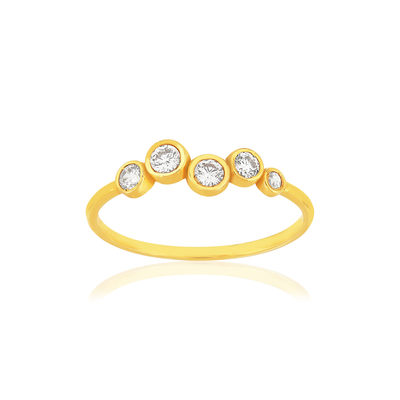 Bague or 375 jaune zirconias blancs