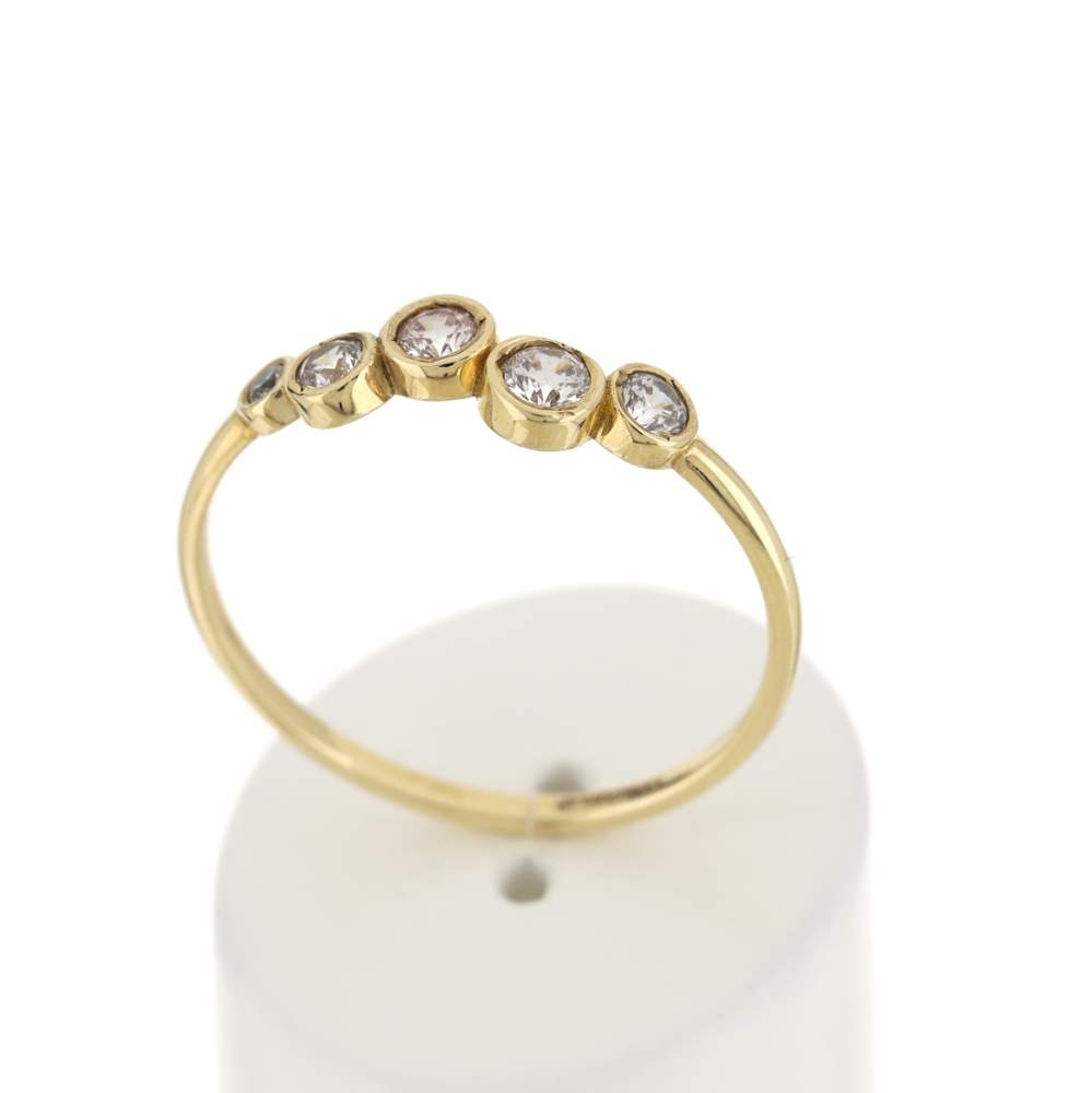 Bague or 375 jaune zirconias blancs - vue 2