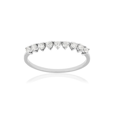 Bague demi tour or 375 jaune zirconias blancs