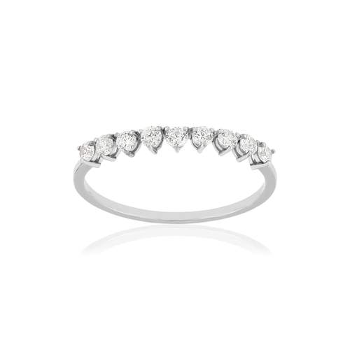 Halfronde ring in 375 geelgoud met witte zirkonia's