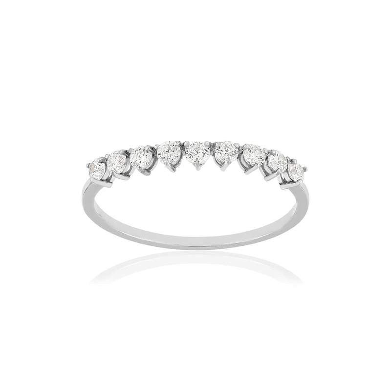 Bague demi tour or 375 jaune zirconias blancs - vue 1