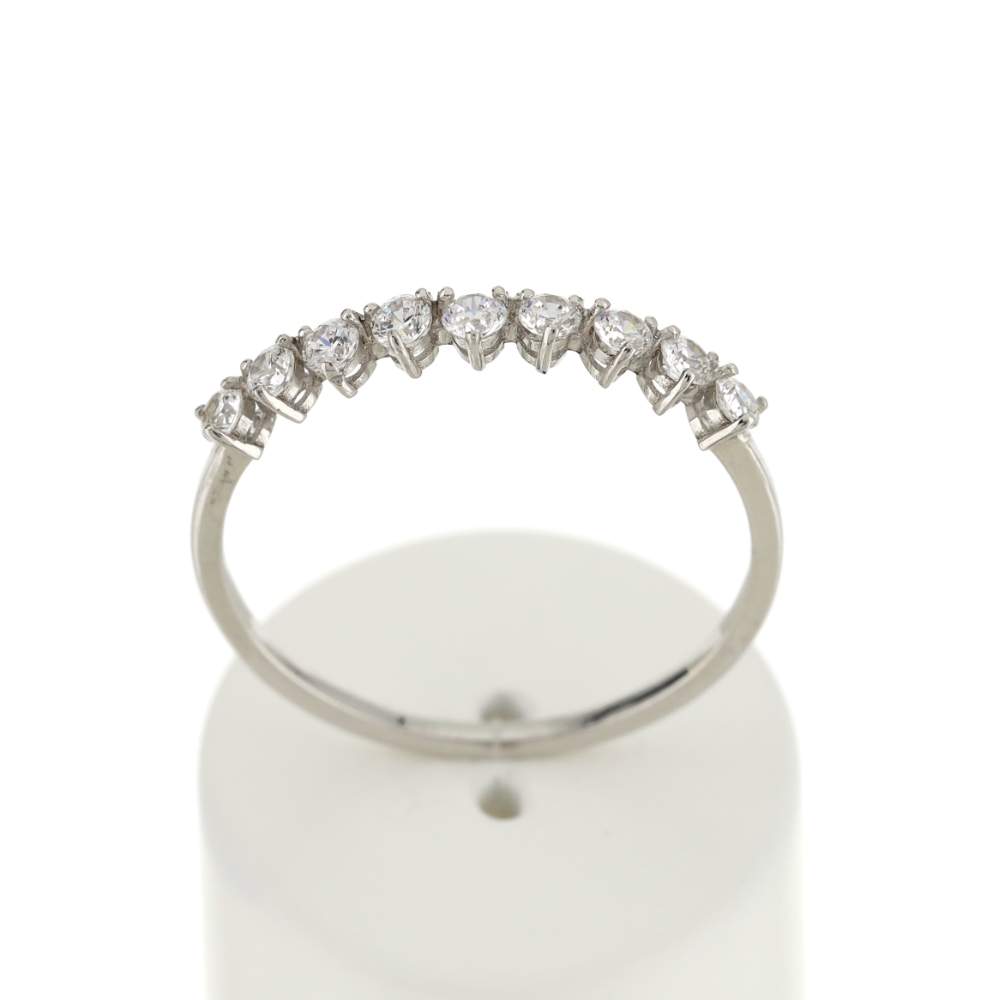 Bague demi tour or 375 jaune zirconias blancs - vue 1