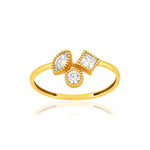 BAGUE or 375 jaune zirconias blancs - vue 1
