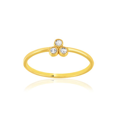 Bague or 375 jaune zirconias blancs