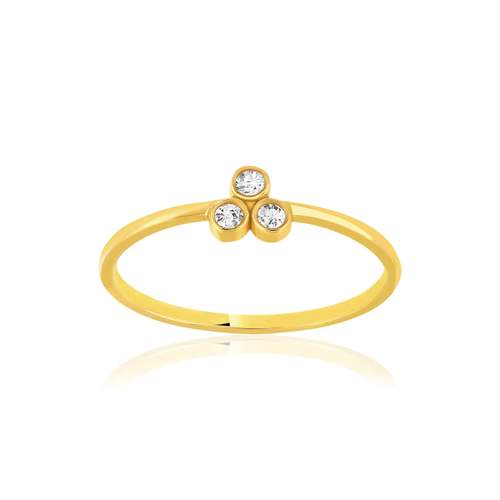 Geel 375 gouden ring met witte zirkonia's