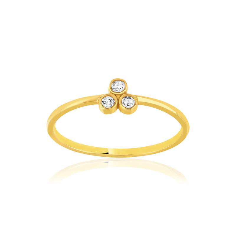 Bague or 375 jaune zirconias blancs - vue 1