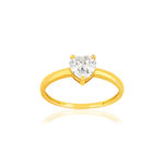 Bague or 375 jaune zirconia blanc coeur - vue 1