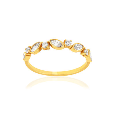 Gouden ring 375 gele zirkonia wit