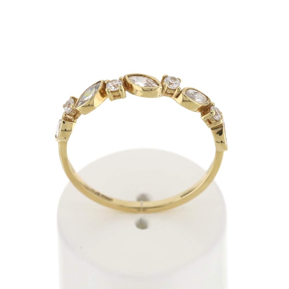 Bague or 375 jaune zirconia blanc - vue 1