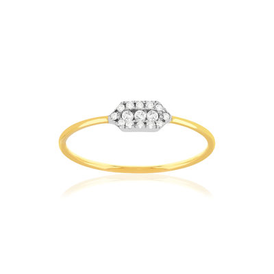 Bague or 375 jaune 2 tons jaune et rhodié zirconias blancs