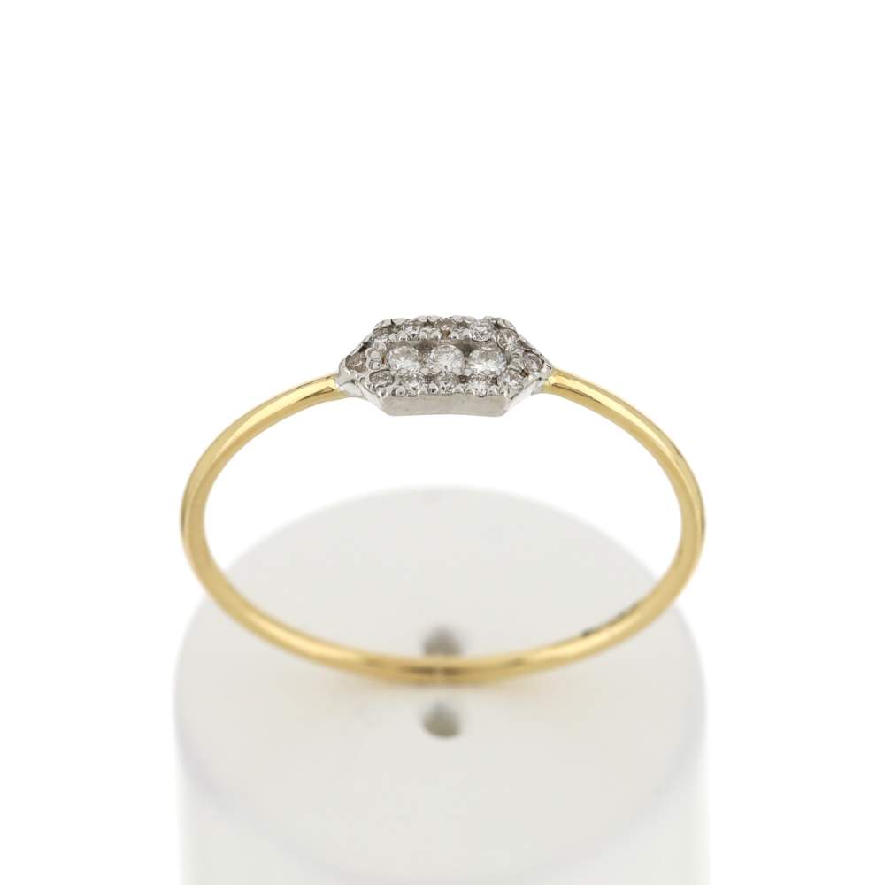 Bague or 375 jaune 2 tons jaune et rhodié zirconias blancs - vue 1