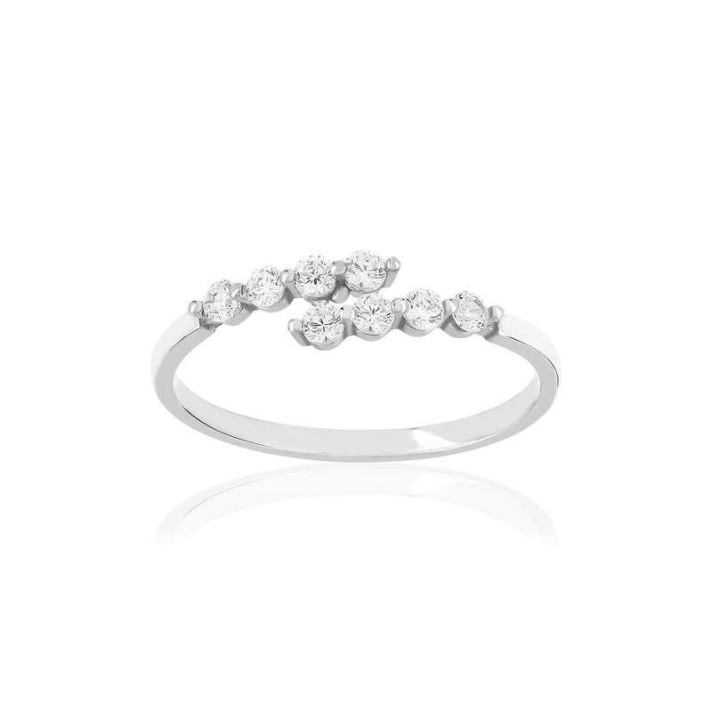 Bague or 375 blanc zirconias blancs - vue 1