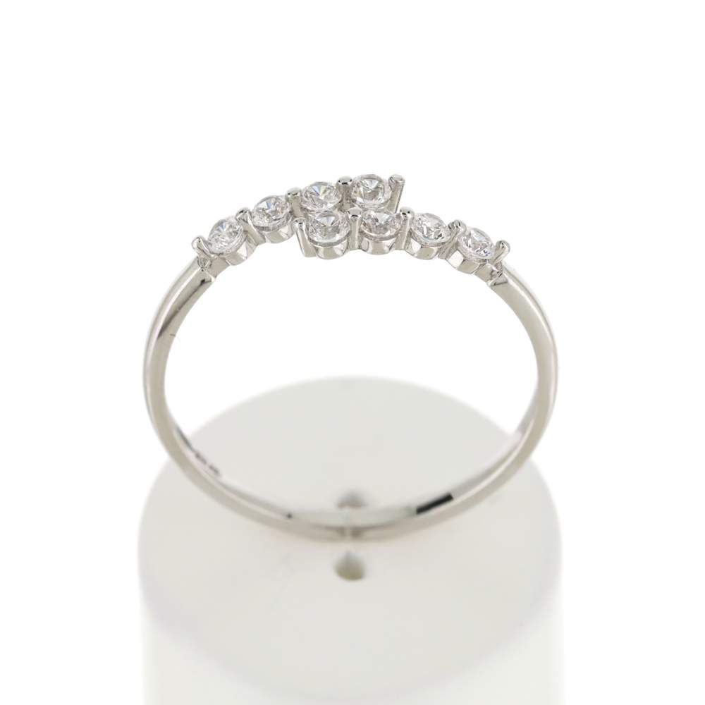 Bague or 375 blanc zirconias blancs - vue 1