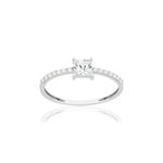 Bague or 375 blanc zirconias blancs - vue 1