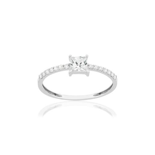 Bague or 375 blanc zirconias blancs