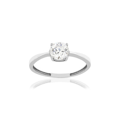 Bague or 375 blanc zirconia blanc