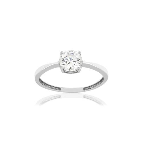 Bague or 375 blanc zirconia blanc
