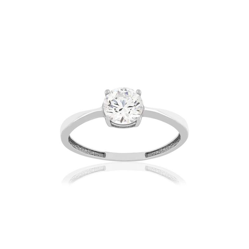 Bague or 375 blanc zirconia blanc - vue 1