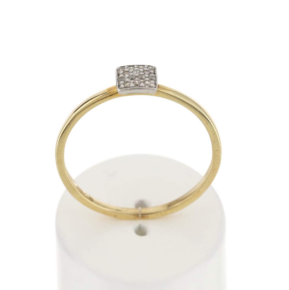 Bague or 375 jaune 2 tons jaune et rhodié zirconias blancs - vue 1
