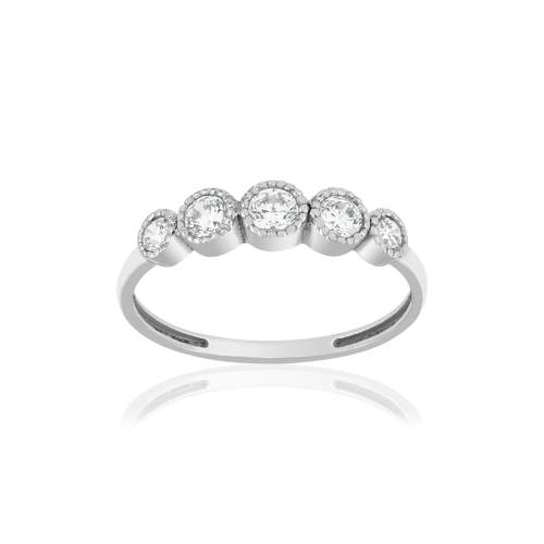 Bague or 375 blanc zirconia blanc