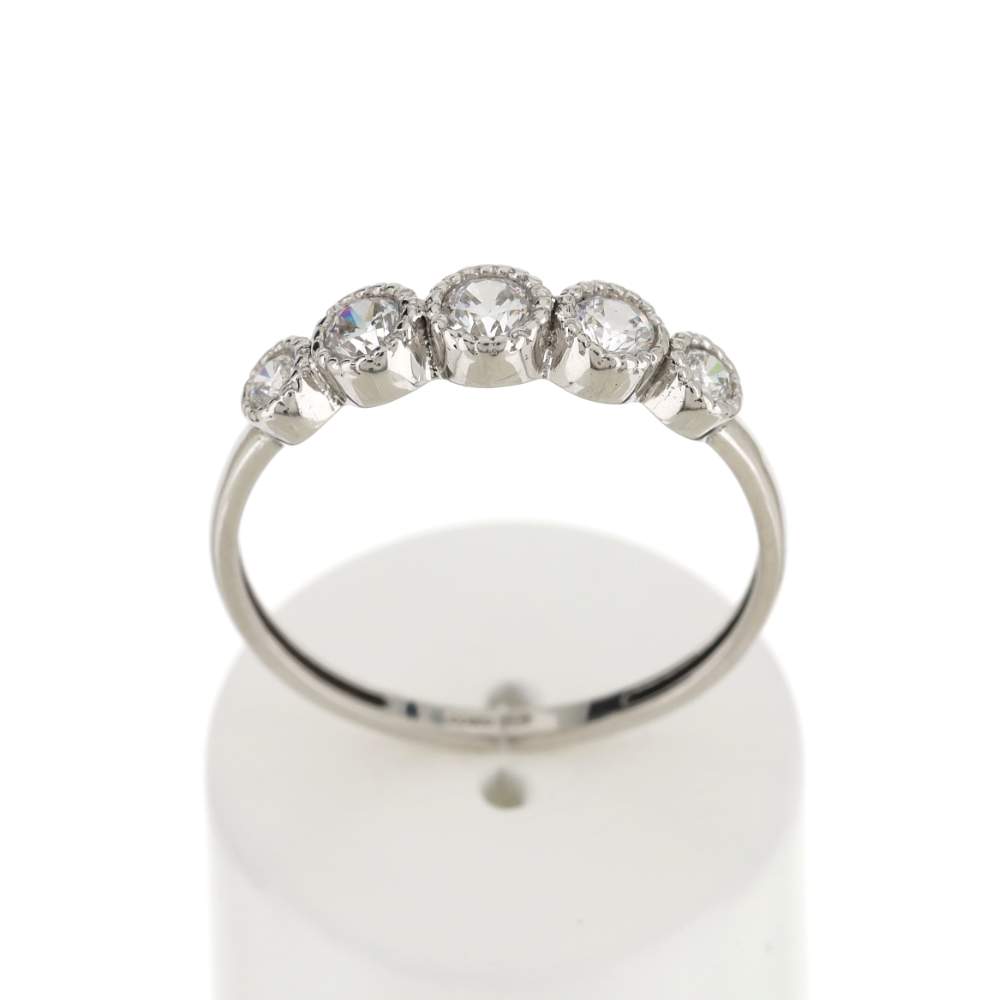 Bague or 375 blanc zirconia blanc - vue 1