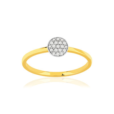 Bague or 375 jaune 2 tons jaune et rhodié zirconias blancs