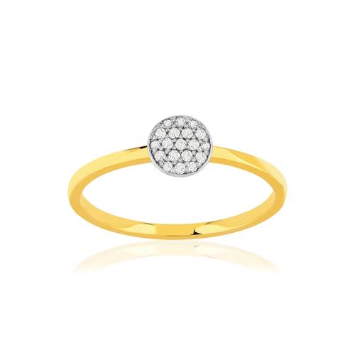 Bague or 375 jaune 2 tons jaune et rhodié zirconias blancs