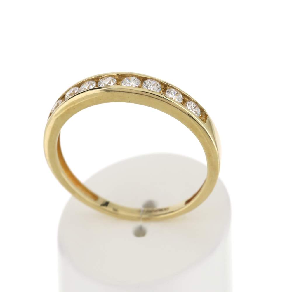 Bague demi tour or 375 jaune zirconia blanc - vue 2
