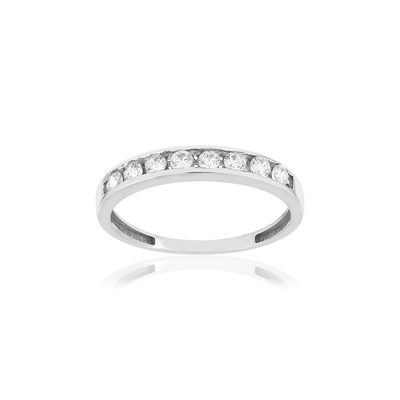 Bague demi tour or 375 blanc zirconias blancs - vue 1