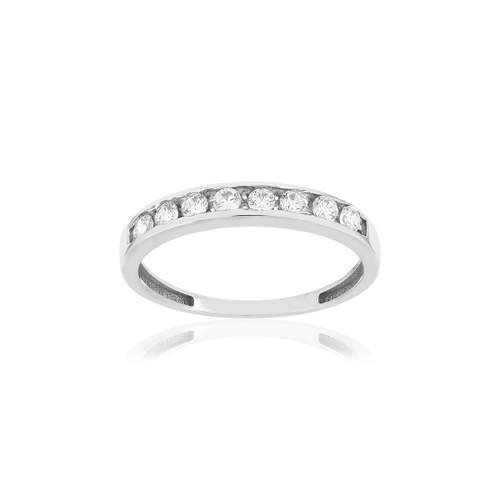 Bague demi tour or 375 blanc zirconias blancs