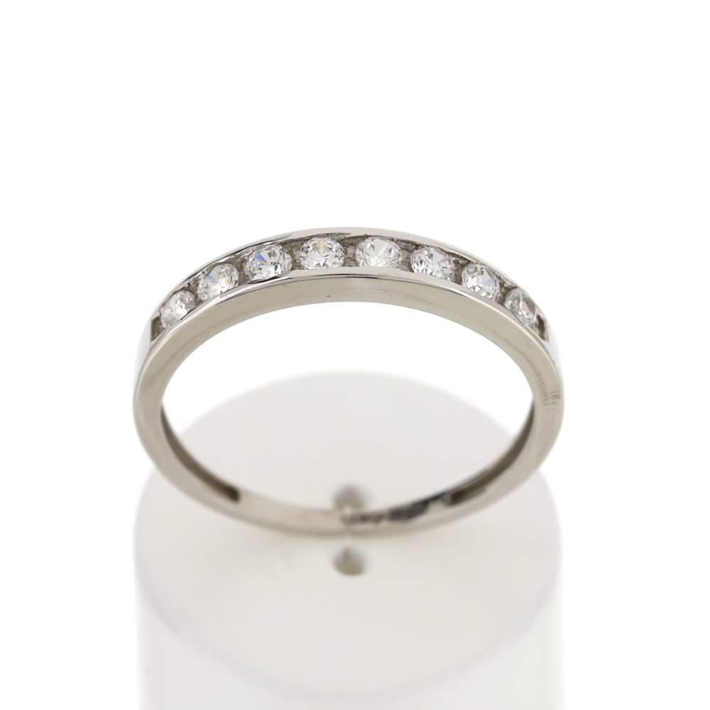 Bague demi tour or 375 blanc zirconias blancs - vue 1