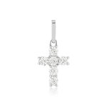 Pendentif or 375 blanc zirconias blancs croix - vue 1