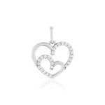 Pendentif or 375 blanc zirconias blancs coeur - vue 1