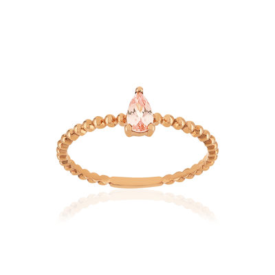 Bague or rose 375 grenat couleur ambrée