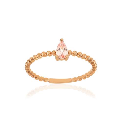 Bague or rose 375 grenat couleur ambrée