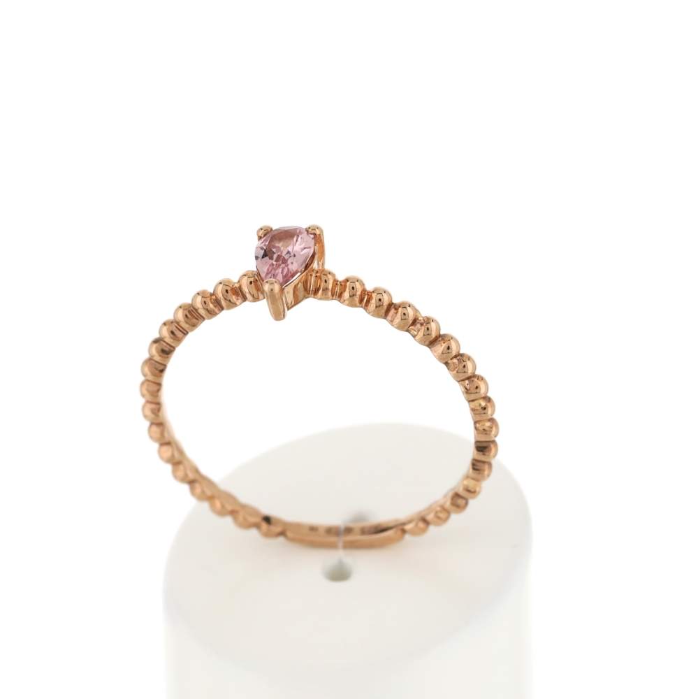 Bague or rose 375 grenat couleur ambrée - vue 2