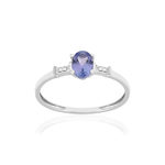 Ring van 375 witgoud met tanzaniet en diamanten - afbeelding 1