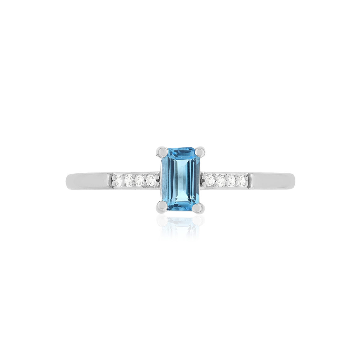 Bague or blanc 375 topaze bleue traitée et diamants - vue 5