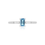 Bague or blanc 375 topaze bleue traitée et diamants - vue 5