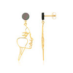 Boucles d'oreilles or jaune 375 nacres motif visage - vue 1