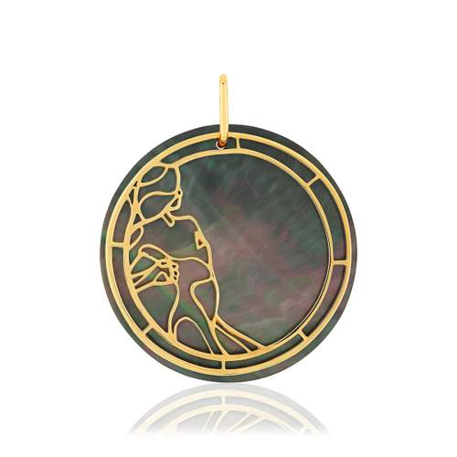 Pendentif or jaune 375 nacre motif silhouette femme